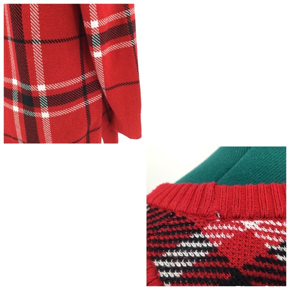 Love & Legend Red Tartan Cold Shoulder Sweater, 0X - Picture 13 of 16